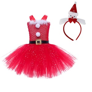 Tutú de Ballet Rojo Navideño, Disfraz de Elfo Navideño para Halloween, Vestido de Malla para Niña con Accesorios - Product Image 6
