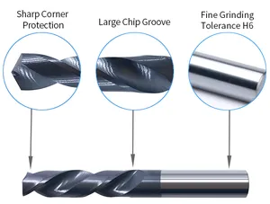 JR 1Mm-14Mm HRC45 Cnc ทังสเตนคาร์ไบด์สว่านบิตเจาะคาร์ไบด์แข็ง