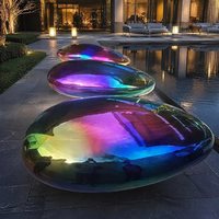 Nouvelle conception de sculpture en acier inoxydable de luxe, effet irisé, couleur changeante, pour jardin, parc, hôtel, centre commercial, place publique, taille personnalisée