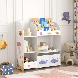 Custom Design Toddler Book Shelf Toy Storage Organizer Wood Children Kids Bookshelf Cabinet