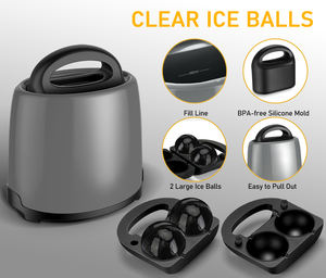 Moules à boules de glace en silicone pour <span class=keywords><strong>whisky</strong></span>-Ensemble de 2 machines rondes à fusion lente avec couvercles pour cocktails, bourbon et boissons - Product Image 3