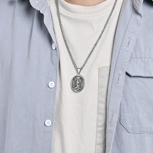 Collar de Acero Inoxidable 316L con Colgante de San Miguel Arcángel, Joyería de Moda para Hombre, Dijes al por Mayor para Manualidades - Product Image 6