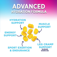Gummies d'hydratation électrolytique 5-en-1 saveur citron, marque privée OEM/ODM, complément nutritionnel sportif pour l'endurance et la récupération