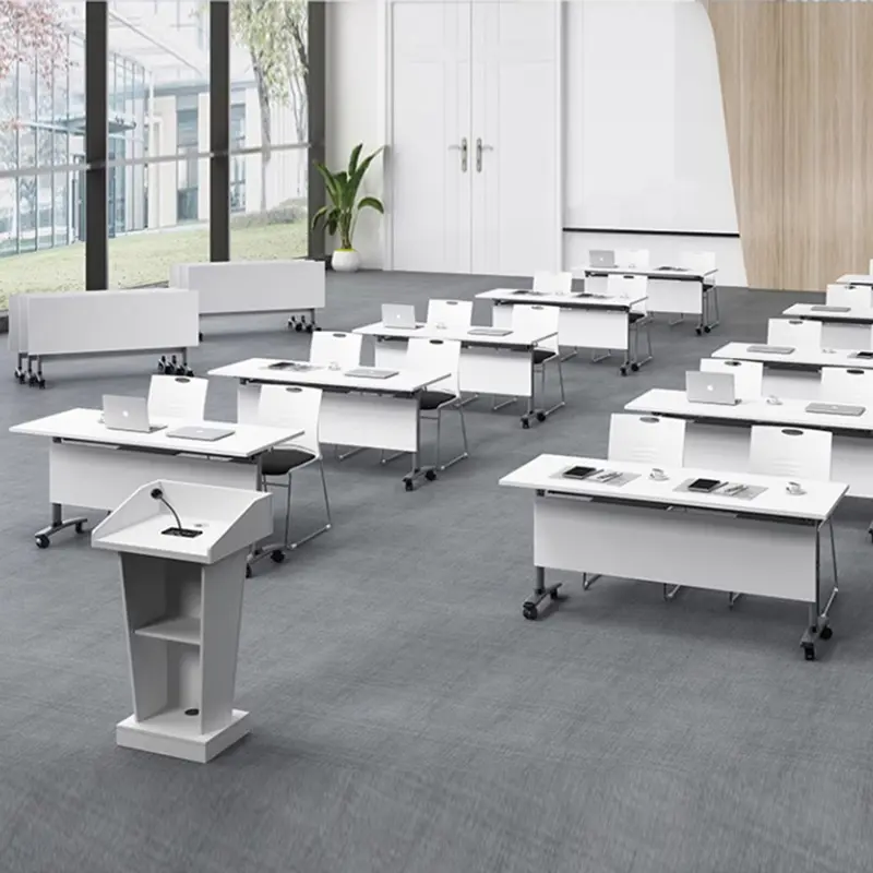 Manufacturer Wooden Folding Office Desk Meeting Room Conference Table Foldable School Modern Training Table