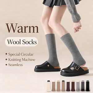 Hochwertige elastische Wolle gestrickt gemütliche thermische Winter schwere dicke weiche warme Mode Kalb hoch lange lose Socken Frauen Großhandel - Product Image 1