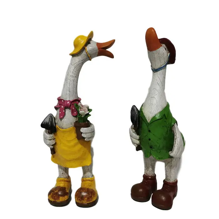 Figura de pato de resina de animal de jardín, decoración de vacaciones, Top Grace