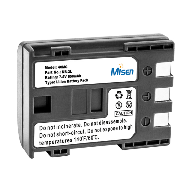 Misen Wholesale 7.4V 650mAh 40MC BP-2LH Digital Rebel XT Elura 40MC Elura 50 Lithium-ion Battery NB-2L for Camera Battery