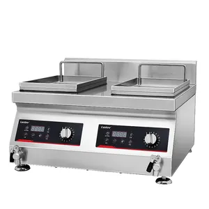 Lestov Double Tanks Countertop Commercial Induction Chicken Chip Fryer for Restaurant