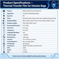 Ruban de transfert thermique en résine TS DOWREN pour sacs de perfusion IV, codage de date et de lot pour le secteur médical et pharmaceutique, compatible avec les imprimantes TTO