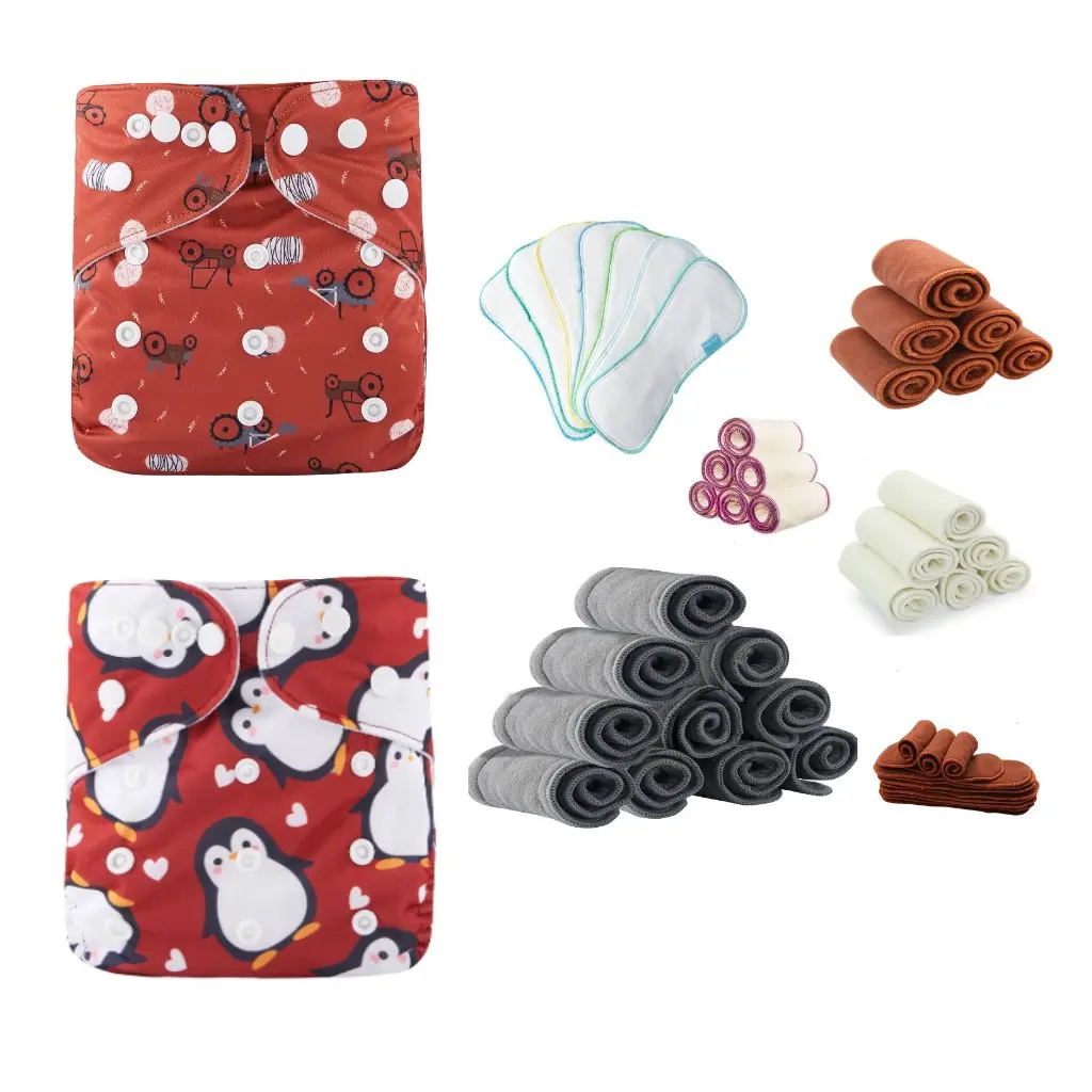 CE Supplier 4 Pcs Set Waterproof Pul Reusable AWJ Cloth Diaper Nappies Pampers Baby Cloth Diapers