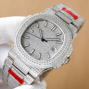 Montre pour homme en moissanite bleu glace ultra-fine, diamant artificiel, design de luxe personnalisé - Product Image 5