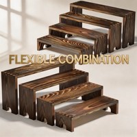 Présentoirs à 4 niveaux en bois rustique empilables pour la maison, la cuisine, les événements, les cupcakes et les épices (lot de 2)