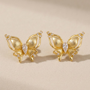 Butterfly <b>Stud</b> <b>Earrings</b> Gold Tone <b>Crystal</b> Insect Design Fashion Clip On <b>Earrings</b> For Women Elegant Jewelry Party Gift - Product Image 1