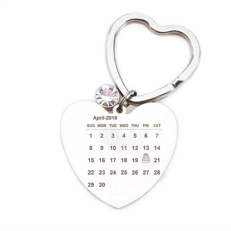 Shuozhen ciondolo portachiavi calendario personalizzato personalizzato Birthstone giorno speciale compleanno anniversario regalo portachiavi amore