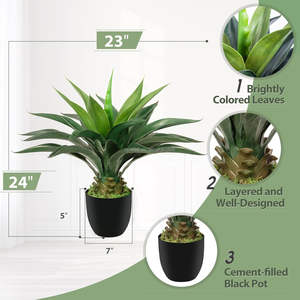 2FT Grand <span class=keywords><strong>Faux</strong></span> Aloe Vera Plantes D'intérieur avec <span class=keywords><strong>Faux</strong></span> Herbe <span class=keywords><strong>Faux</strong></span> Plancher Plante Artificielle Couronne Orchidée Plante pour Porche Patio Décor - Product Image 2