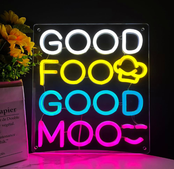 Good Food LED Neon Light Sign Acrylic Neon Signs Design Wall Decor for Business Dessert Store Bar Party Bedroom