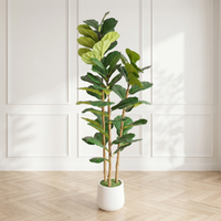 Ficus lyrata artificiel avec pot décoratif blanc, plantes artificielles modernes, verdure artificielle avec pot