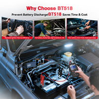 BT518 Probador de Baterías para Coche y Camión 12V 24V con Pantalla TFT a Color de 2.8'' Analizador de Baterías para Prueba de Carga, Arranque y Carga con Impresión y Gráficos de Onda