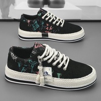 Chaussures plates décontractées tendance pour hommes, légères et respirantes, en toile et velours côtelé, style Peking ancien, avec une touche de printemps