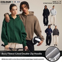 Sweat-shirt unisexe à capuche zippé, coupe ample et épaules tombantes, 100% coton écologique, coupe-vent, vierge, personnalisable par broderie, vente en gros usine