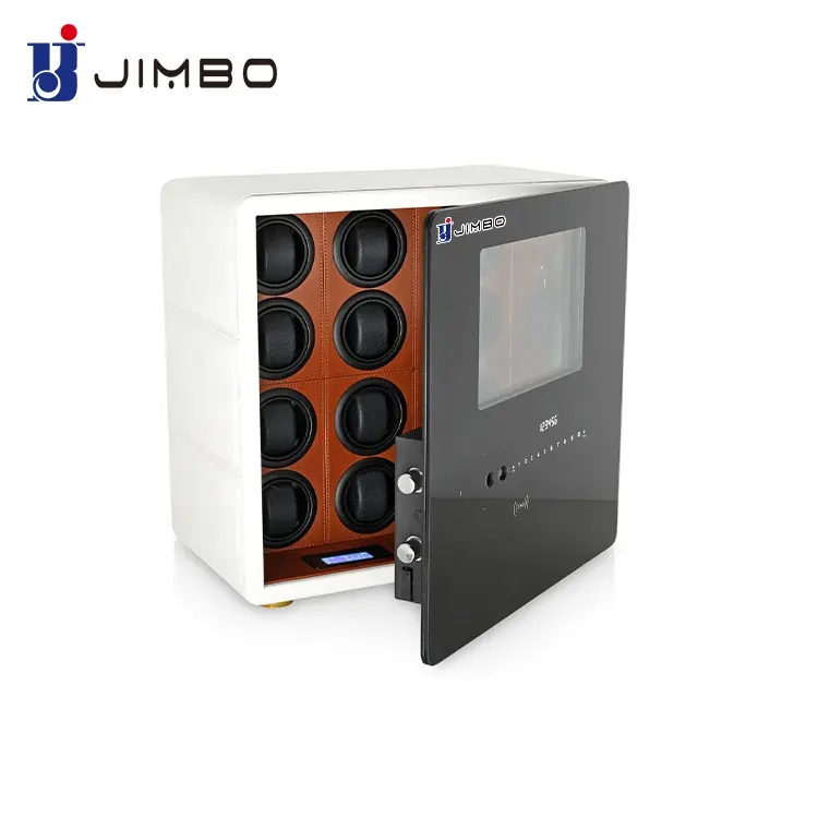 JIMBO 하이 엔드 홈 안전 지능형 도난 방지 지문 안전 개인 사용자 정의 가죽 안전 보석 시계 와인 더 안전 캐비닛