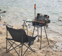 Nouvelle conception de table de cuisson BBQ portable en aluminium, détachable, réglable, moderne et pliable pour l'extérieur
