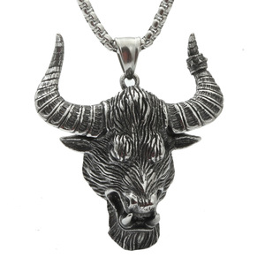 Collar con Colgante de Cabeza de Toro, Acero Inoxidable, Unisex, Joyería de Moda con Forma de Animal - Product Image 1