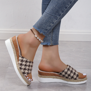 Large Slope Heel <b>Slippers</b> for Women 2025 Summer New Style Casual Fashion One Line Beach Coolers C15 - Product Image 2