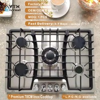 Table de cuisson à gaz moderne à 5 brûleurs en acier inoxydable avec dispositif de sécurité pour camping-car et usage extérieur, design encastrable