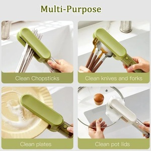 Cepillo de limpieza de cuchillos 4 en 1, 2 colores, cepillo de doble cara, utensilios de cocina, palillos, tenedores, cepillo de limpieza, herramientas para afilar cuchillos, 1 ud. - Product Image 2