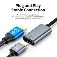 Adaptateur de câble vidéo Type C 4K 60Hz, coque en alliage d'aluminium tressée en nylon, convertisseur vidéo pour ordinateur portable, tablette, téléphone de type C