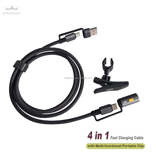 Outdoor 4 in 1 Pd 60w 100w 240w Charging Led Light and Light Clamp High Data Transfer Nylon Braided Type-c Usb Cable for Iphones
