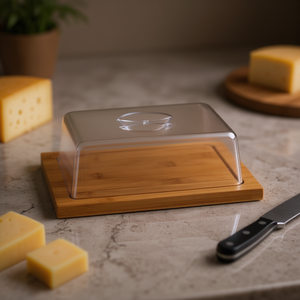 Cúpula para queso con base de madera y tapa transparente para servir queso - Product Image 3