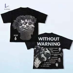 Hl OEM noir coton lourd fabricant de t-shirts personnalisé Dtg impression Vintage Y2K graphique t-shirt hommes surdimensionné recadrée Boxy t-shirt