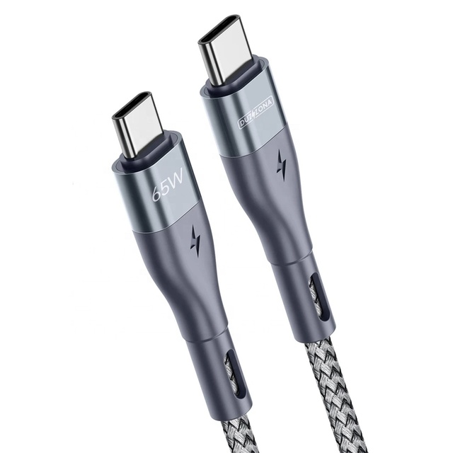 Duzzona Rugged Braided Fabric Nylon PD Fast Charging Cable 65W USB-C to USB-C Type-C Quaick Charge Cord for Samsung Huawei