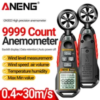 Anemómetro Digital ANENG GN302, 9999 Lecturas, Medidor de Velocidad del Viento de 0.4-30m/s con Prueba de Volumen de Aire, Temperatura y Humedad