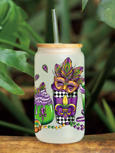 Pegatina de transferencia Mardi Gras UV DTF <span class=keywords><strong>para</strong></span> gafas Libbey de 16oz, envolturas <span class=keywords><strong>para</strong></span> botellas, latas, calcomanías personalizadas impermeables DIY - Product Image 5