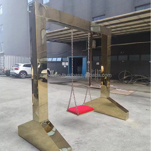 SMOOTH Romantic Wedding Backdrop Stand Decoration Stainless Steel Background <b>Frame</b> in <b>Gold</b> Color With Swing - Product Image 2