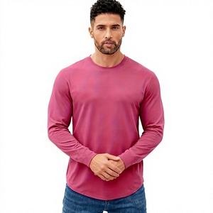 Camiseta Casual de Punto para Hombre, Cuello Redondo, Manga Corta, Color Sólido, Poliéster/Algodón, Antiencogimiento, Secado Rápido, Otoño Invierno - Product Image 4