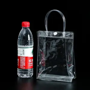 उपहार के लिए लोगो पारदर्शी हैंडल बैग पैकिंग के साथ अच्छी मात्रा में कस्टम क्लियर पीवीसी प्लास्टिक शॉपिंग बैग