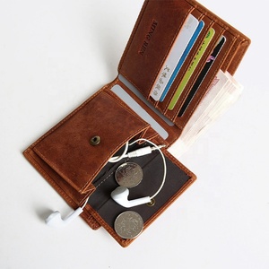 Wholesale Crazy Horse Genuine Leather Short Bifold Wallet with Coin Pocket for Men Vintage Style RFID Blocking - Product Image 2