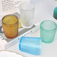 Verres à eau en verre coloré texturé diamant 301-400ml, compatibles lave-vaisselle, pour la maison, les mariages, les restaurants, les fêtes, vente en gros