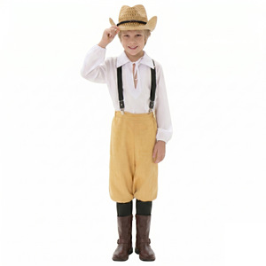 Traje folclórico europeo para niños, vestido retro con diseño de girasol y bayas rojas para actuaciones, fotografía de Halloween - Product Image 3