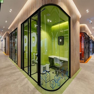Panneaux de cloison de séparation en verre trempé clair bureau sans cadre givré décoratif trempé intérieur <span class=keywords><strong>demi</strong></span> mur de verre mobile - Product Image 4