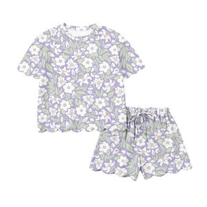 Précommande MOQ 5 Trendyism Boutique Tenues d'été pour filles à imprimé floral, avec nœud et bord festonné, en coton biologique doux et élasthanne, Vente en gros - Product Image 3