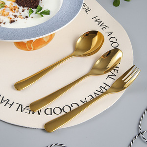 Juego de tenedor y cuchara de acero inoxidable 304, vajilla nórdica de estilo sencillo con espejo pulido para comer postre y sopa - Product Image 3