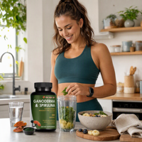 Gélules d'extrait de Ganoderma et de Spiruline - Soutient la santé immunitaire, l'énergie naturelle et la défense antioxydante