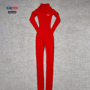 Tuta Intera a Collo Alto con Logo Personalizzato per Allenamento in Palestra, Body a Maniche Lunghe, Abbigliamento Sportivo a Costine per Donna - Product Image 5