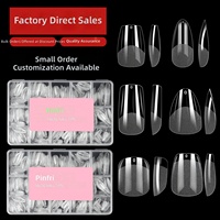 Lot de 450 faux ongles transparents en amande, ultra-fins, sans couture, sans lime, à presser, best-seller transfrontalier