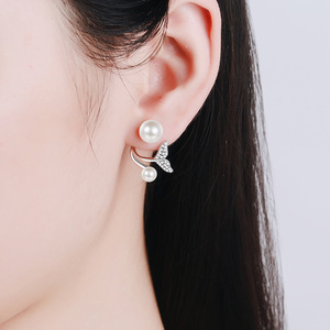 Pendientes <span class=keywords><strong>de</strong></span> Plata S925 con Moissanita y Perlas <span class=keywords><strong>de</strong></span> Agua Dulce, Diseño <span class=keywords><strong>de</strong></span> Cola <span class=keywords><strong>de</strong></span> <span class=keywords><strong>Sirena</strong></span>, Dos Formas <span class=keywords><strong>de</strong></span> Usar, Joyería para Mujer, Bodas y Fiestas, Venta al Por Mayor - Product Image 2